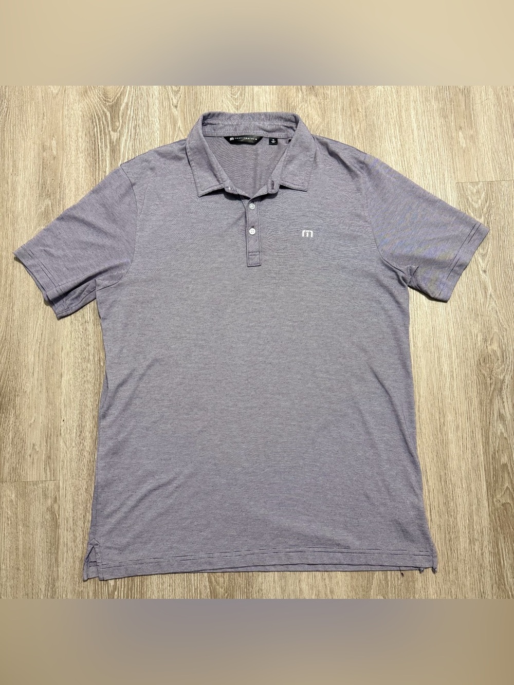 TravisMathew Men’s XL Golf Polo Shirt Gray Micro Stripe Cotton Blend Logo